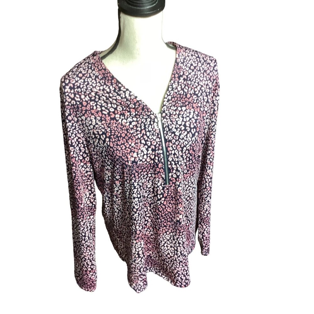 Women’s Nanette Lepore *1/4 Zip Pullover Top * Size Large * Lilac and Pink *EUC